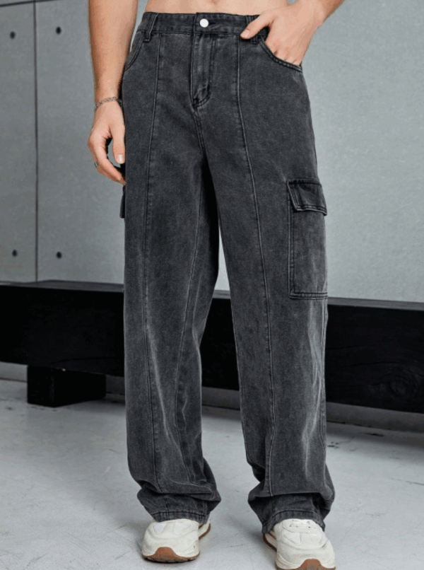 Men Low-Rise Stretchable Cargo Jeans - Image 2